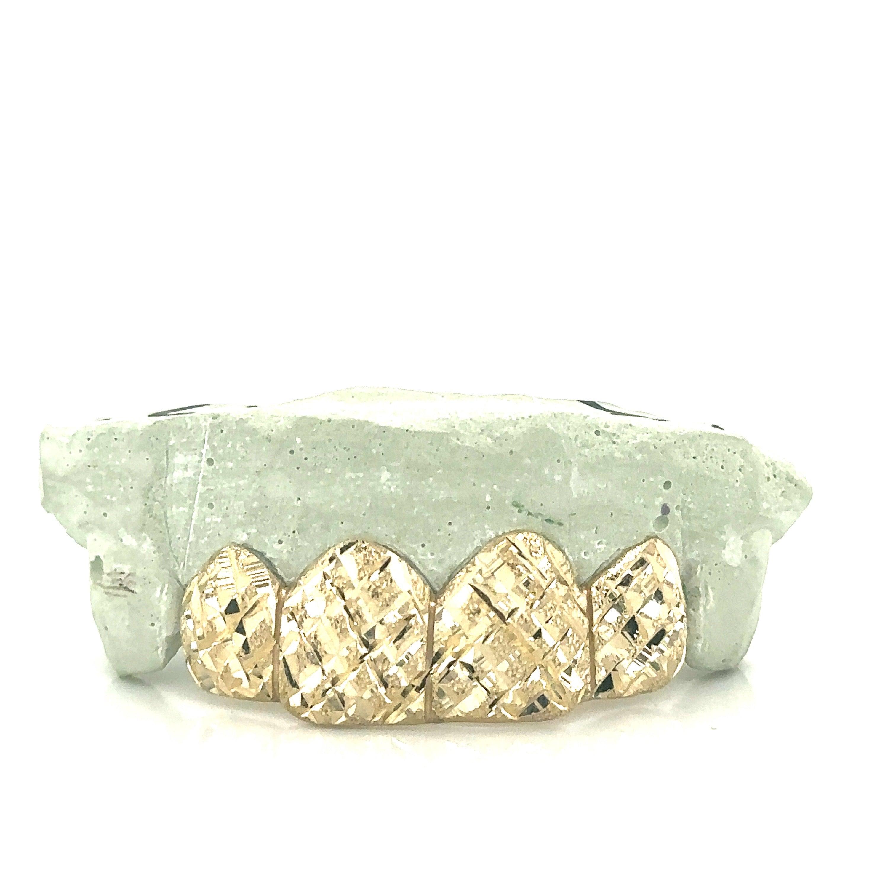 4pc Gold Snowflake Top Grillz - Seattle Gold Grillz