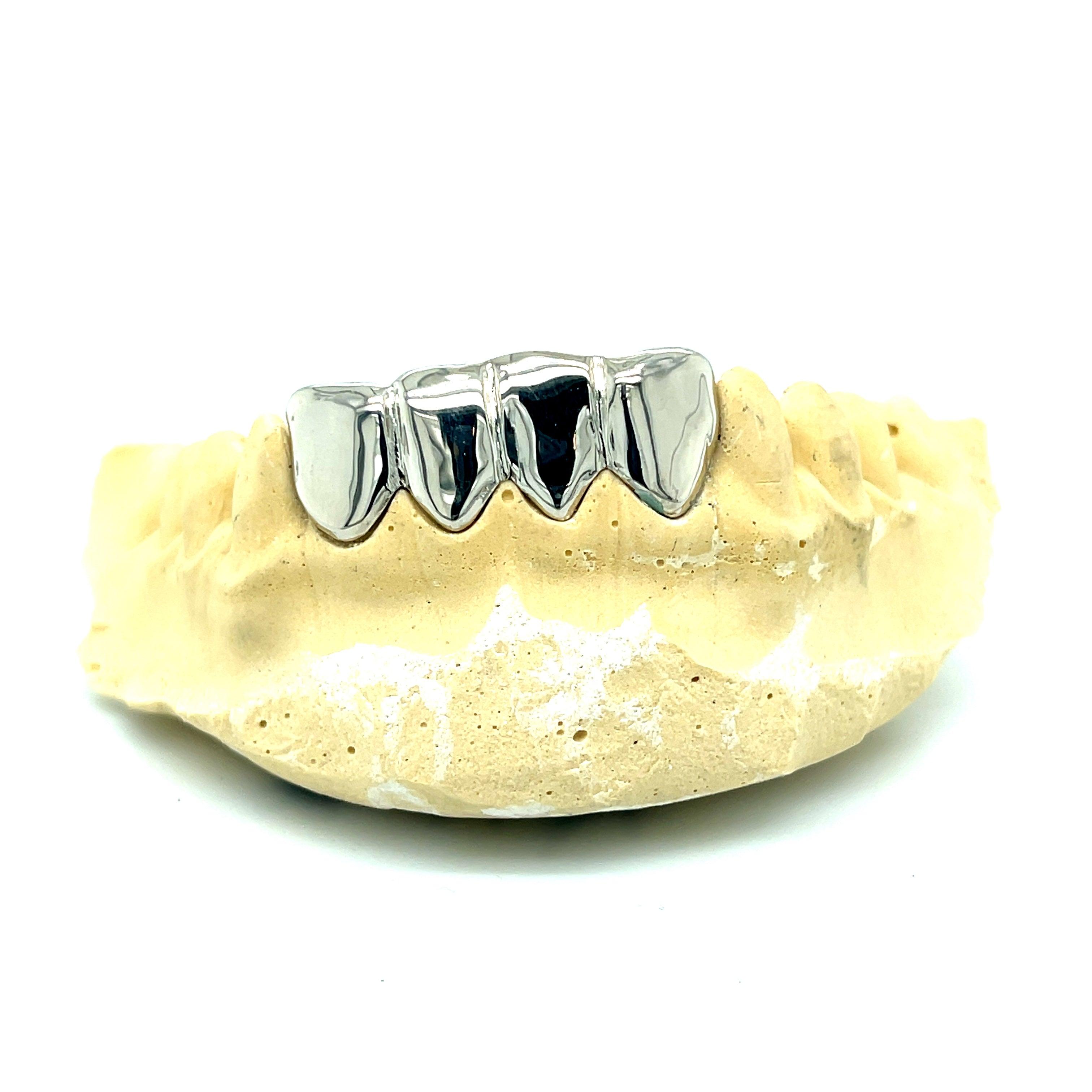 4pc White Gold Bottom Grillz - Seattle Gold Grillz