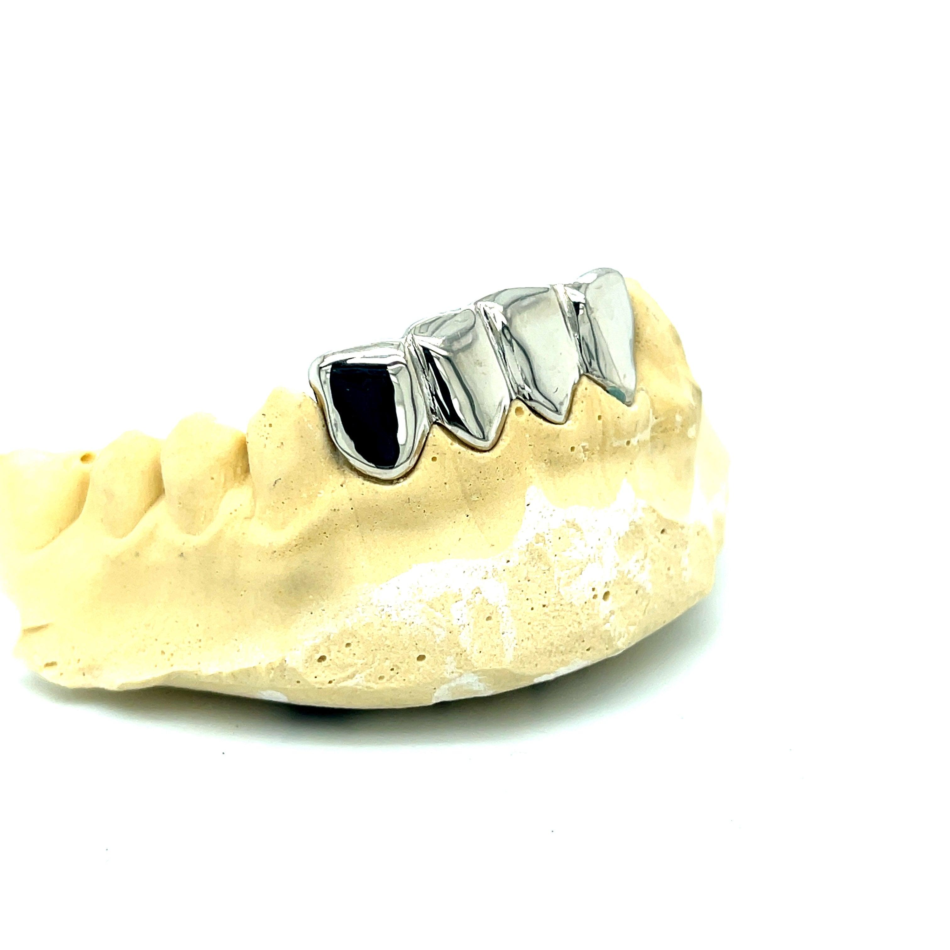4pc White Gold Bottom Grillz - Seattle Gold Grillz