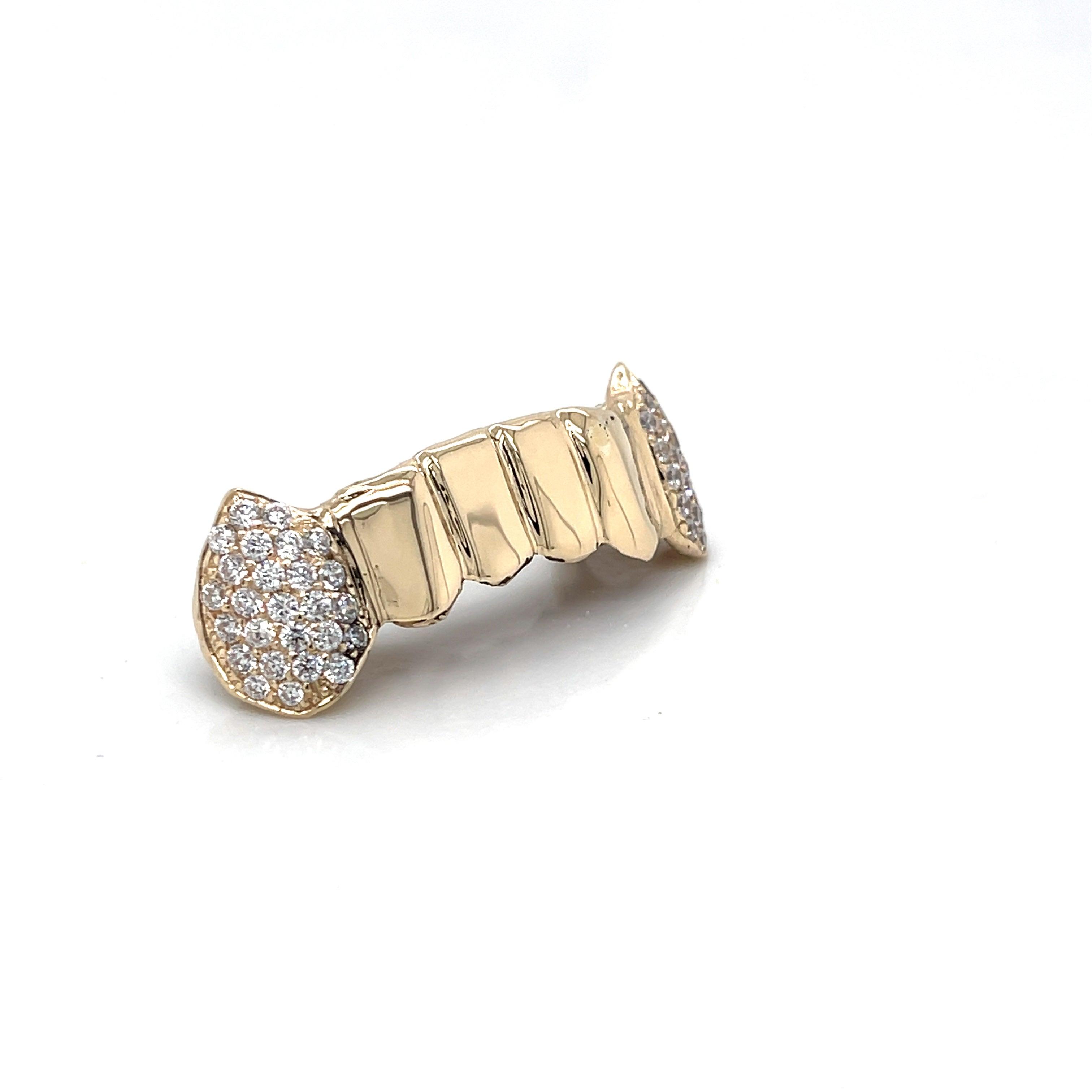 6pc Gold CZ Fang Bottom Grillz - Seattle Gold Grillz