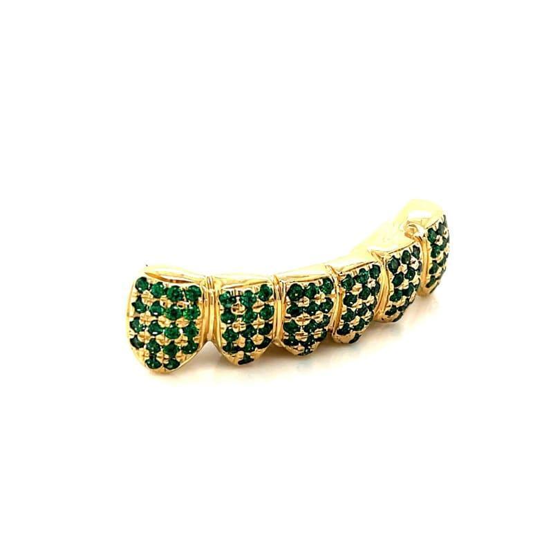 6pc Gold Emerald Bottom Grillz - Seattle Gold Grillz