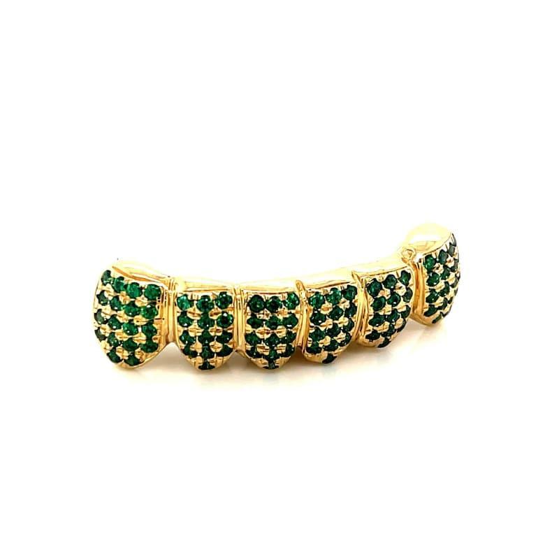 6pc Gold Emerald Bottom Grillz - Seattle Gold Grillz