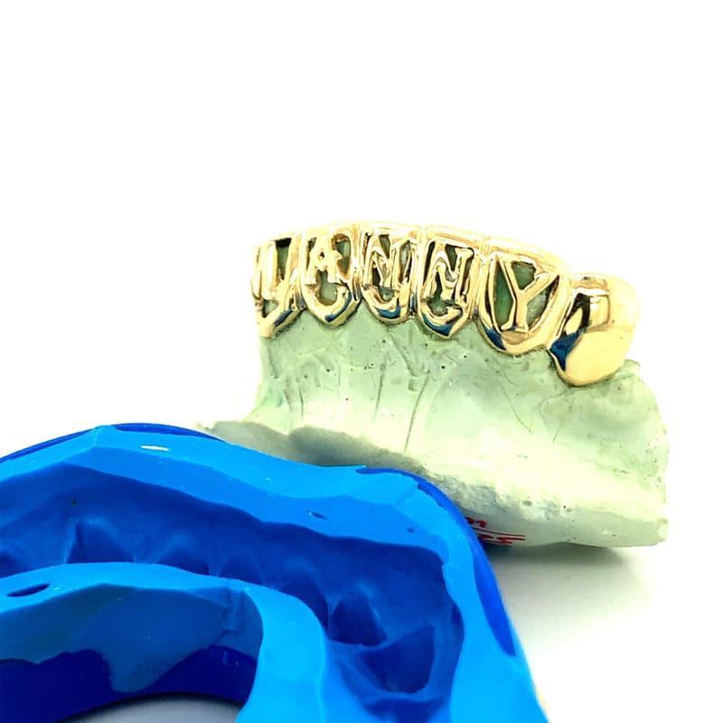 6pc Gold Open Face Letter Bottom Grillz - Seattle Gold Grillz