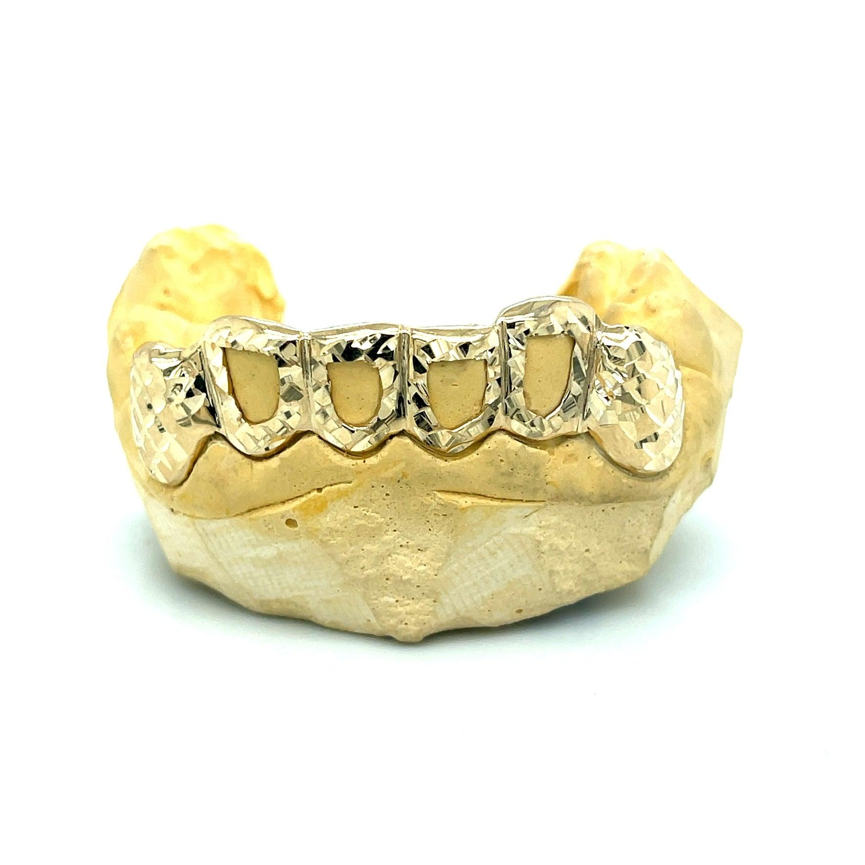 6pc Gold Open Trillion Cut Bottom Grillz - Seattle Gold Grillz