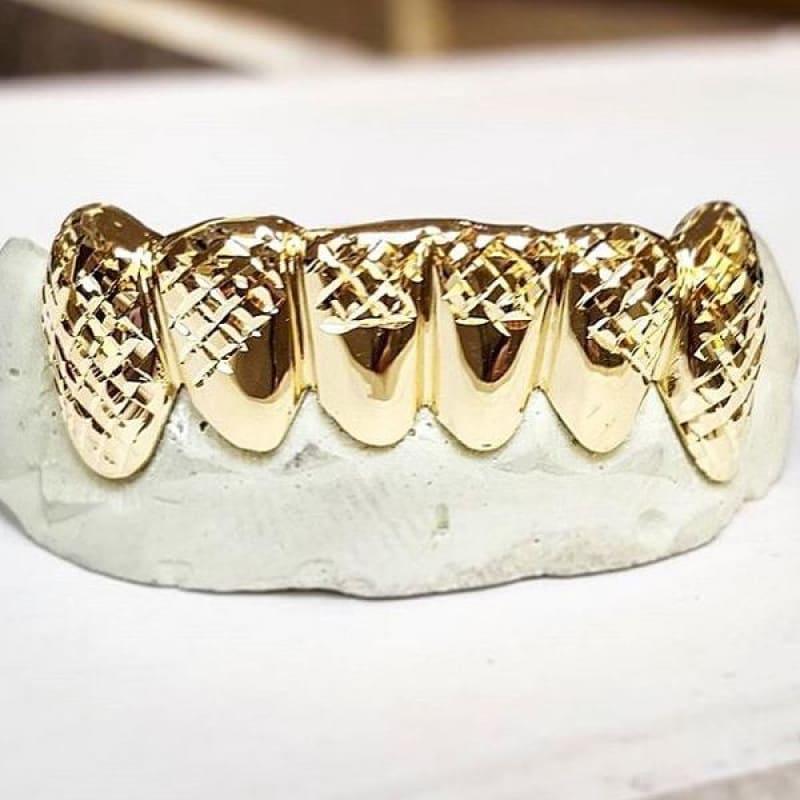 6pc Gold Trillion Cut Bottom Grillz - Seattle Gold Grillz