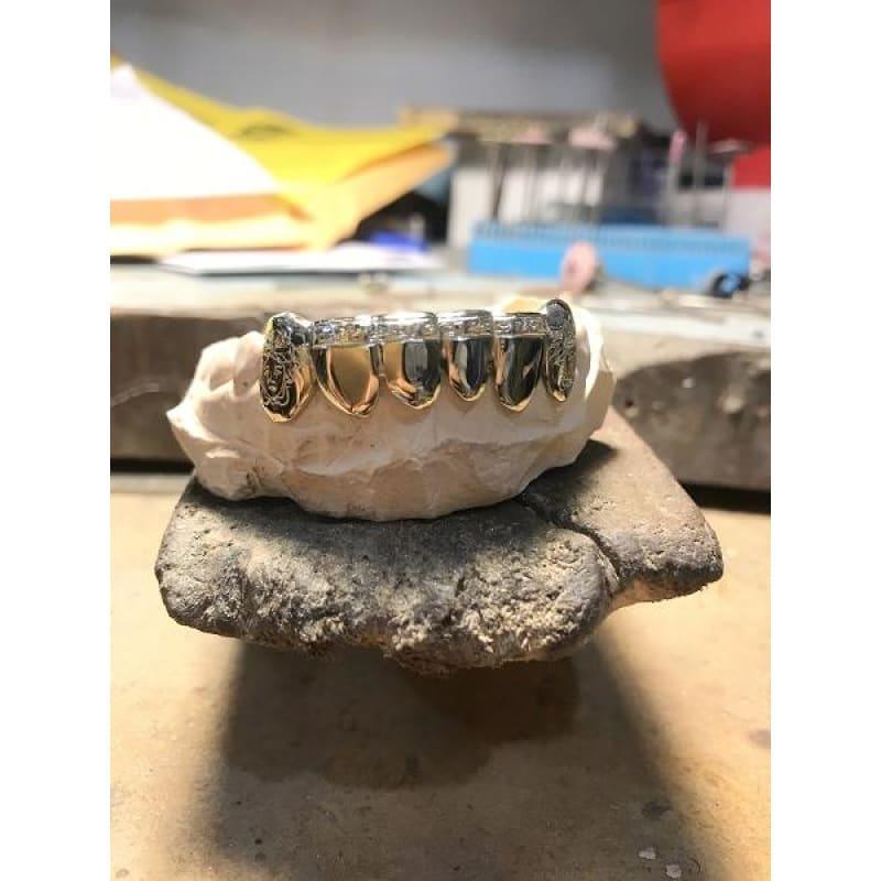 6pc Gold Versace Bottom Grillz - Seattle Gold Grillz