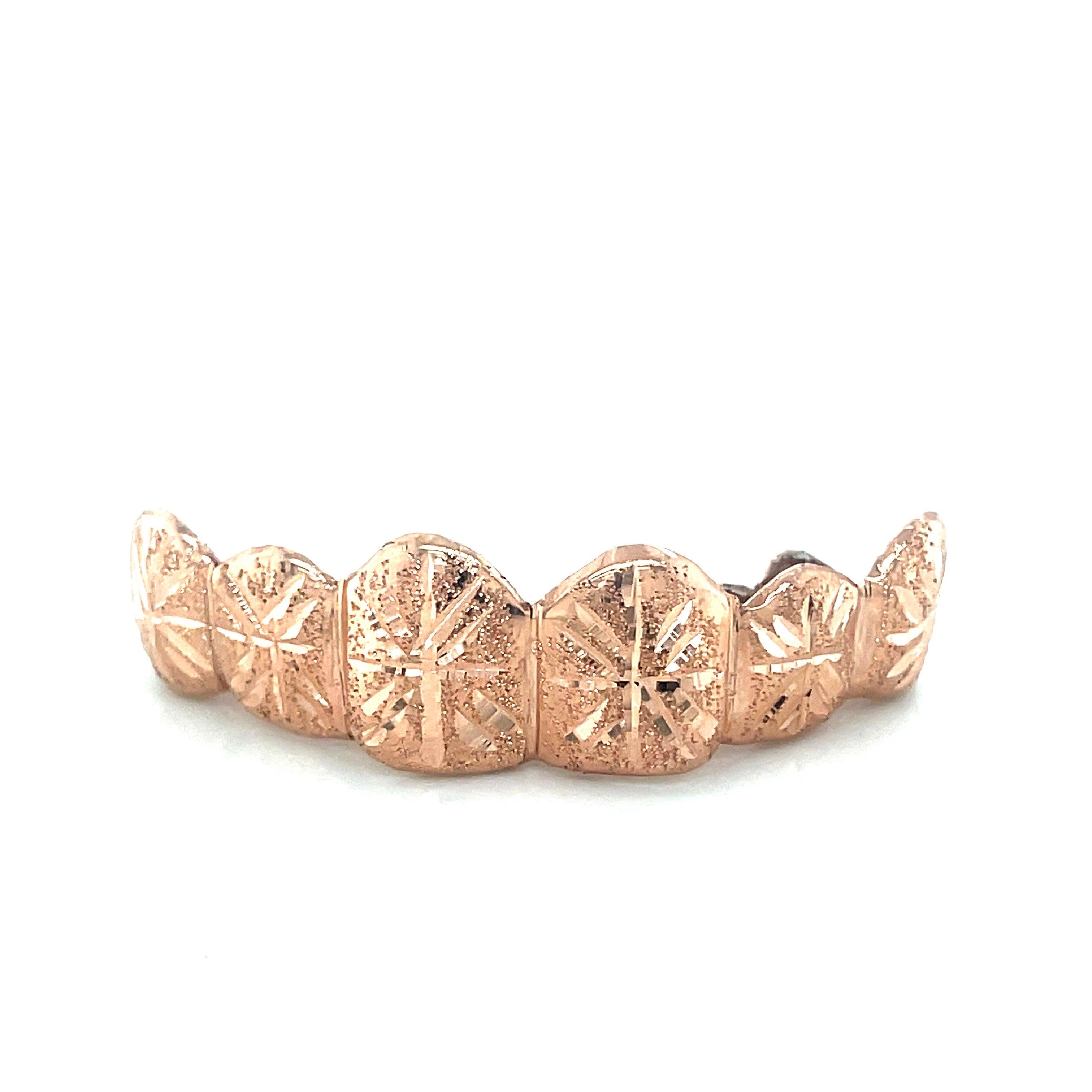 6pc Rose Gold Snowfall Top Grillz - Seattle Gold Grillz