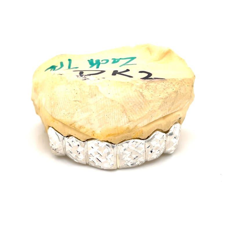 6pc Silver Trillion Cut Top Grillz - Seattle Gold Grillz