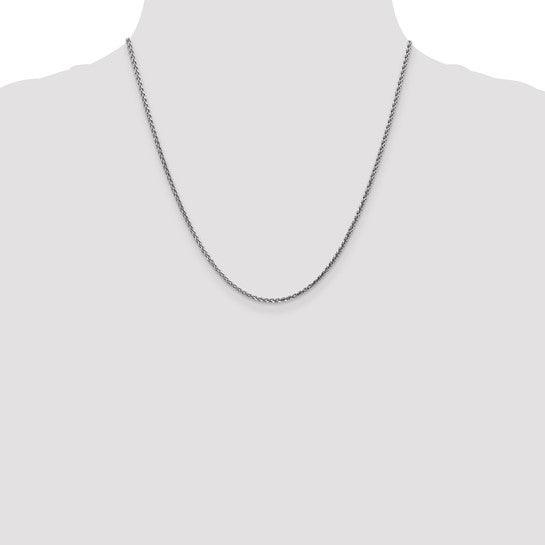 14k White Gold 1.8mm Solid Diamond Cut Spiga Chain