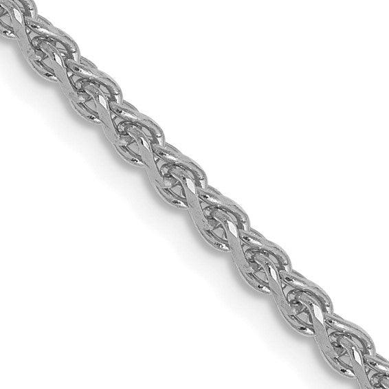 14k White Gold 1.8mm Solid Diamond Cut Spiga Chain