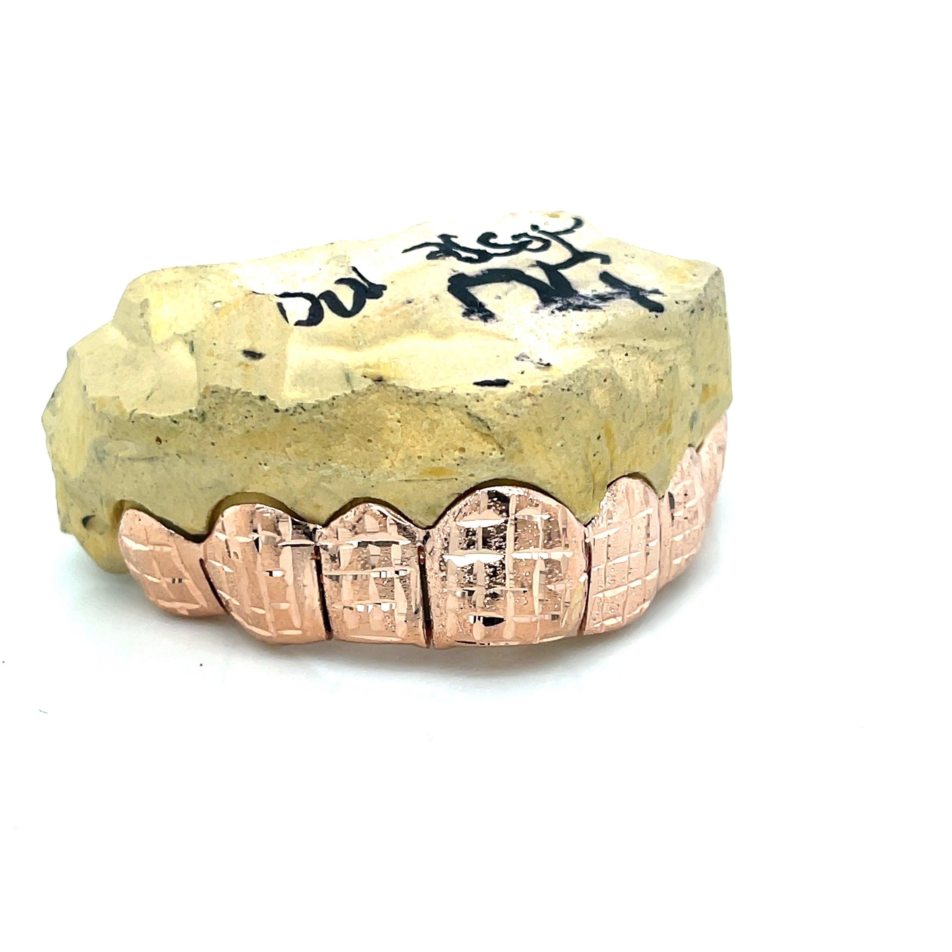 8pc Rose Gold Dusted Bricks Top Grillz - Seattle Gold Grillz