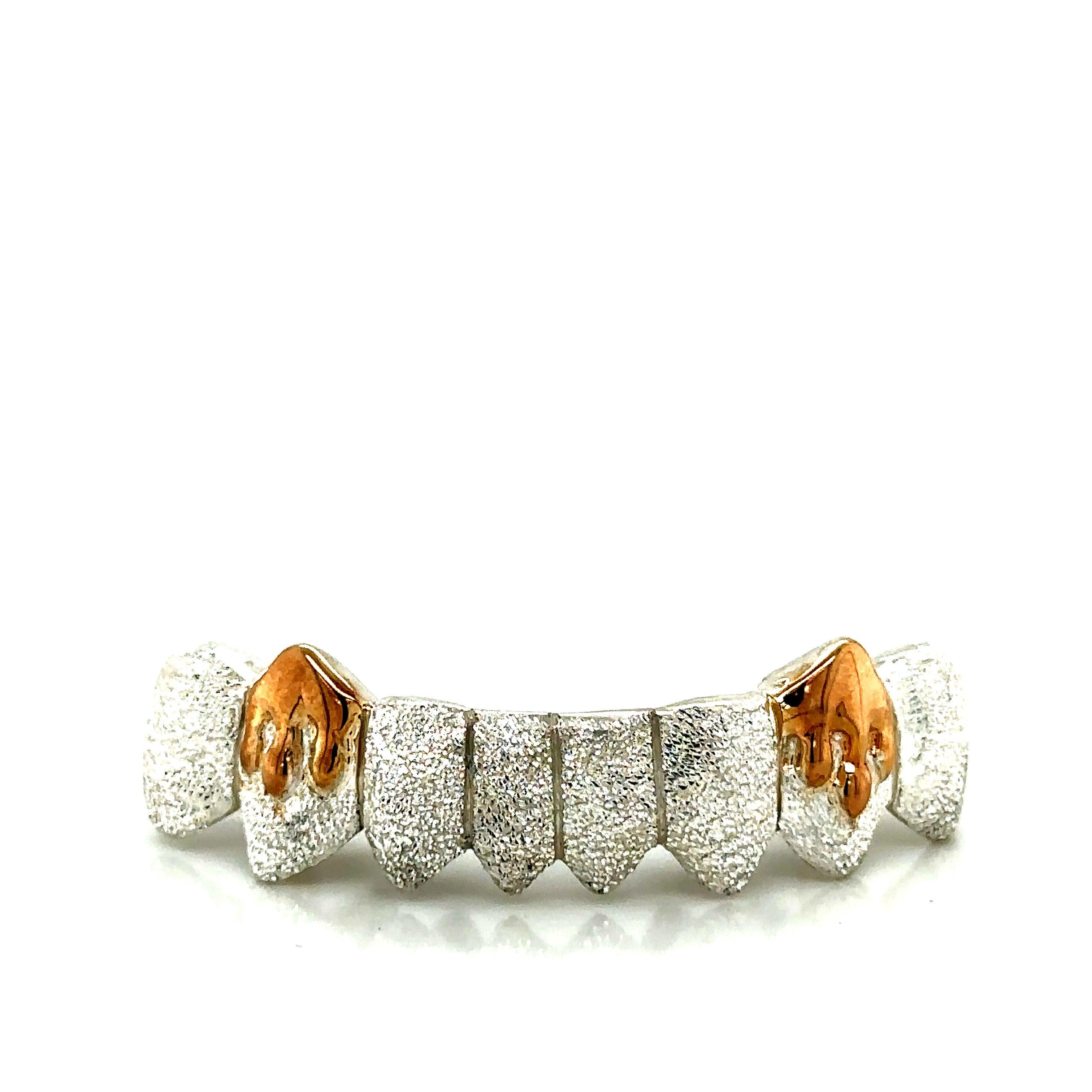 8pc Silver Diamond Dust Gold Drip Bottom Grillz - Seattle Gold Grillz