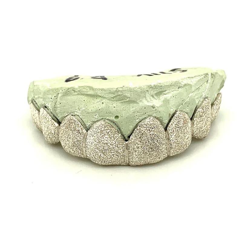 8pc Silver Diamond Dust Top Grillz - Seattle Gold Grillz