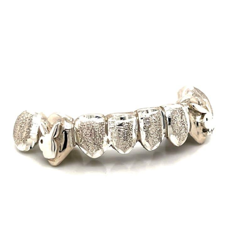 8pc Silver Dusted Playboy Grillz - Seattle Gold Grillz