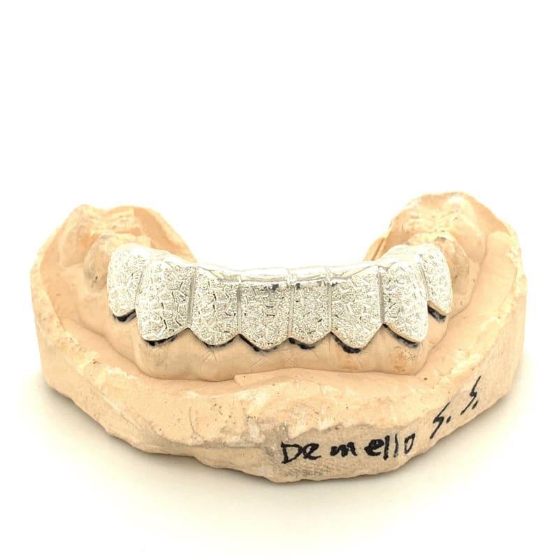 8pc Silver Gator Diamond Dust Bottom Grillz - Seattle Gold Grillz