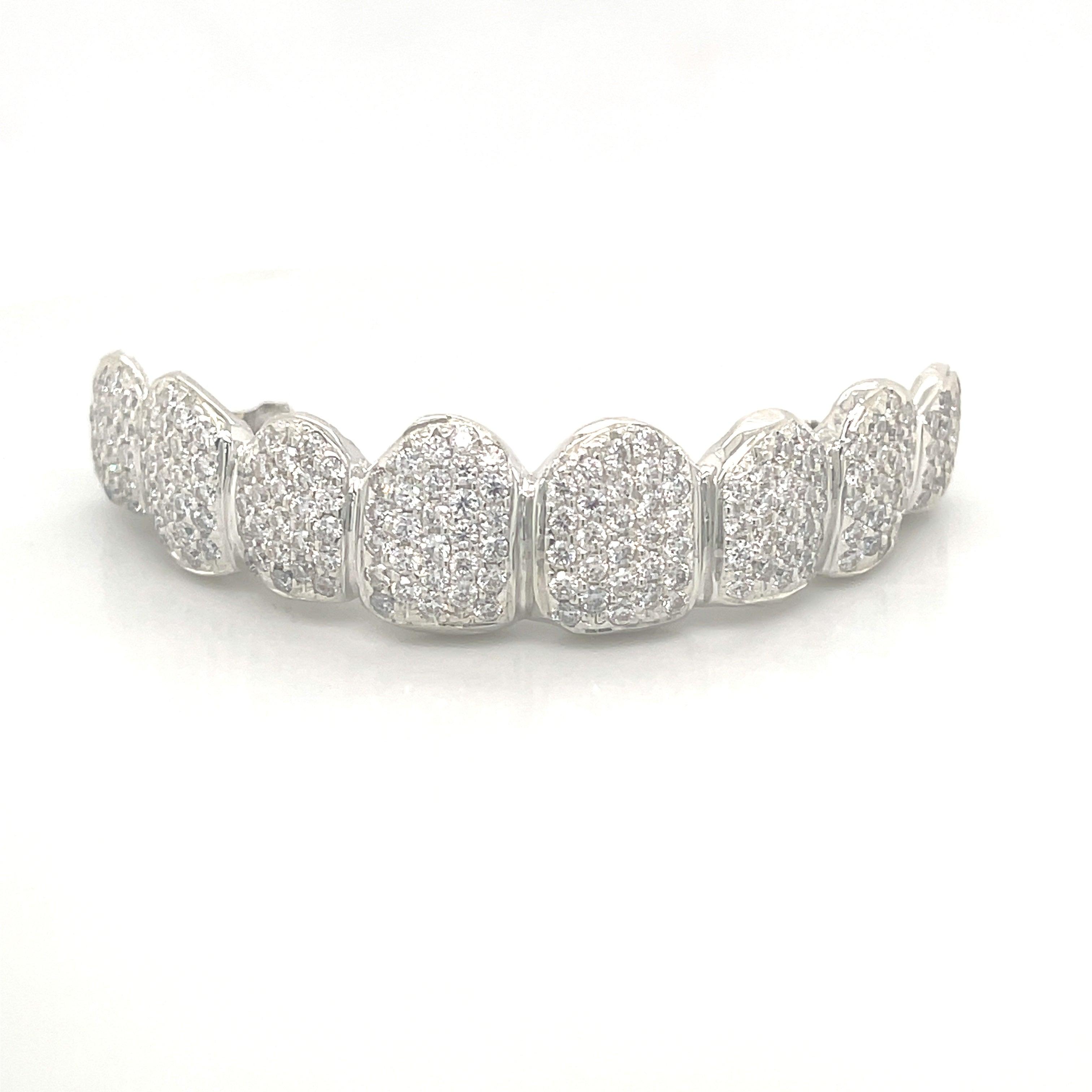 8pc Silver Moissanite Top Grillz - Seattle Gold Grillz