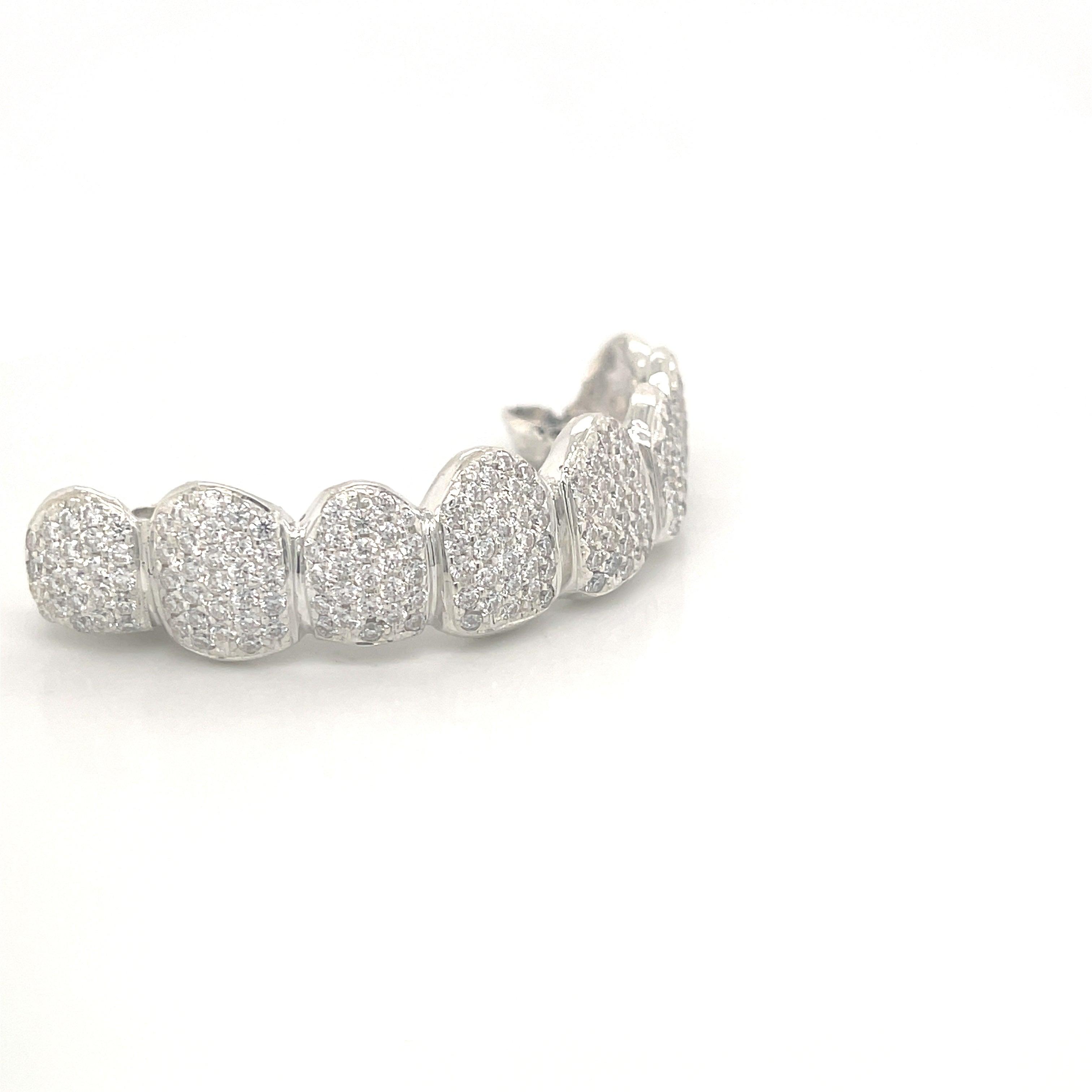 8pc Silver Moissanite Top Grillz - Seattle Gold Grillz