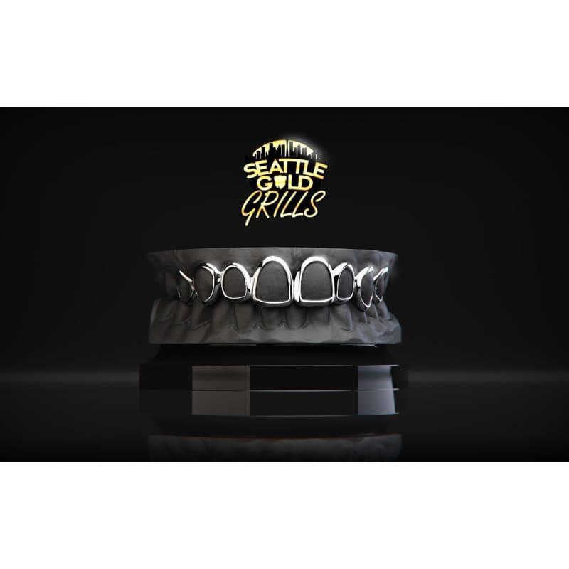 8pc Silver Open Face Top Grillz - Seattle Gold Grillz