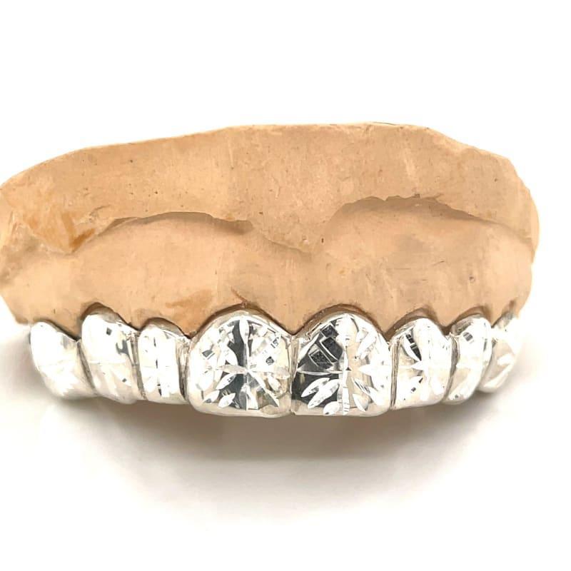 8pc Silver Sunburst Top Grillz - Seattle Gold Grillz