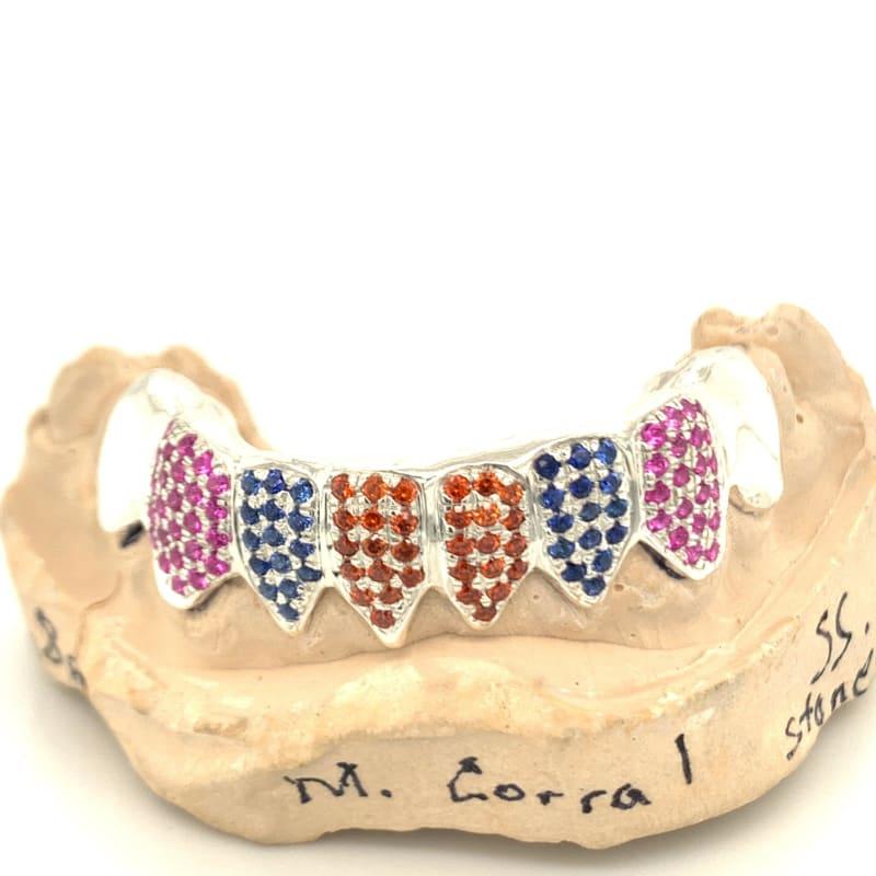 8pc Sterling Silver Birthstone Flooded Bottom Grillz - Seattle Gold Grillz