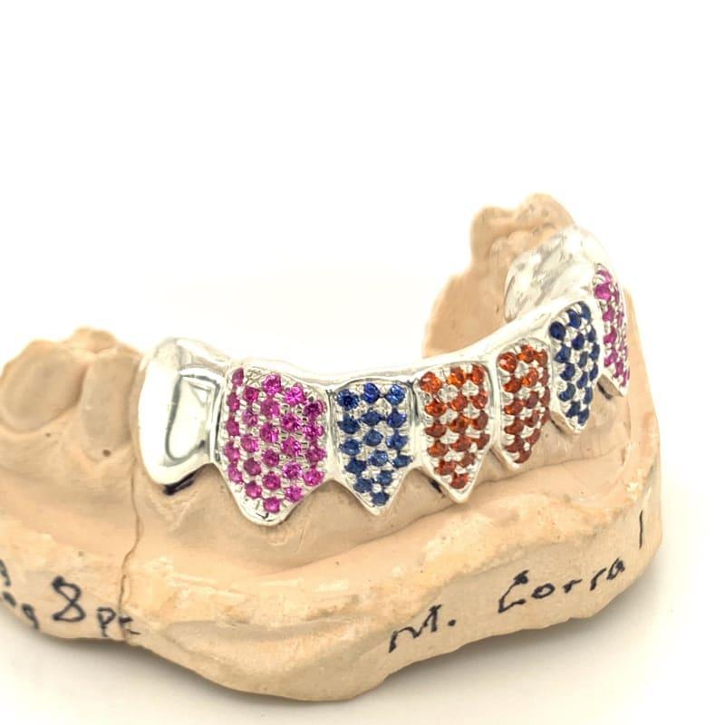 8pc Sterling Silver Birthstone Flooded Bottom Grillz - Seattle Gold Grillz