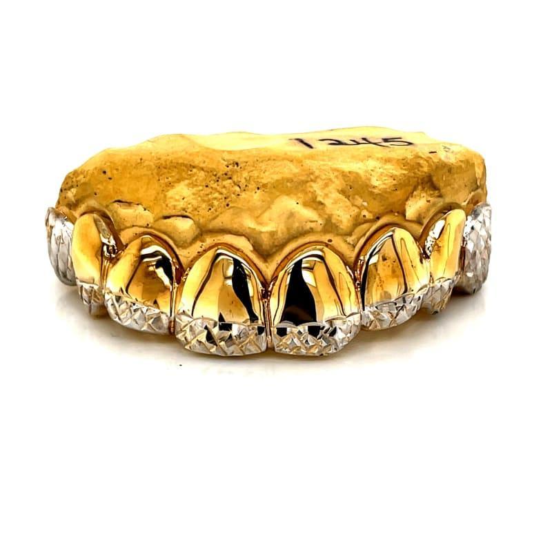 8pc Two Tone Trillion Cut Grillz - Seattle Gold Grillz