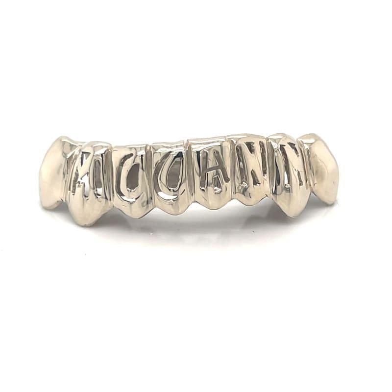 8pc White Gold Open Initial Grillz - Seattle Gold Grillz
