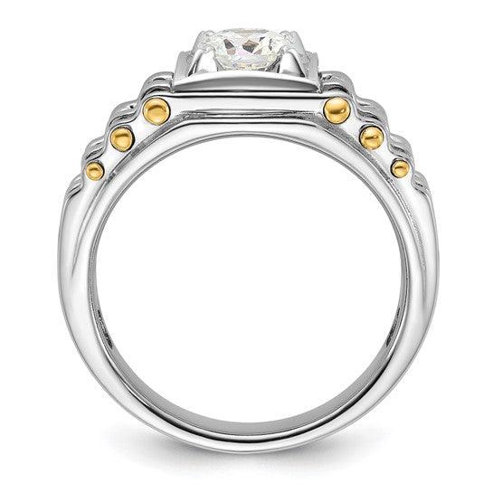 14k Two-tone Men's 1 Carat Lab Grown Diamond Ring