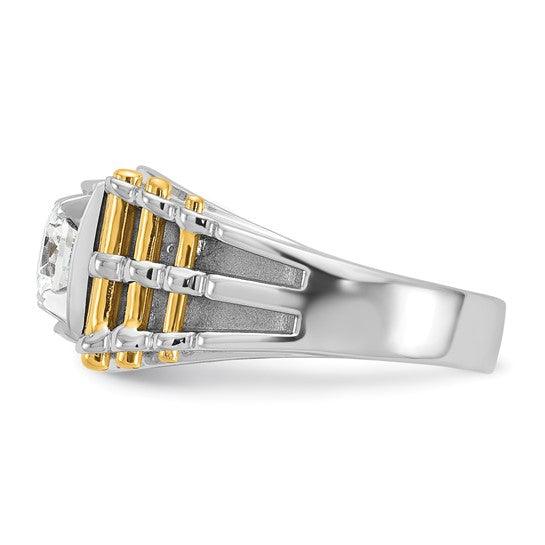 14k Two-tone Men's 1 Carat Lab Grown Diamond Ring