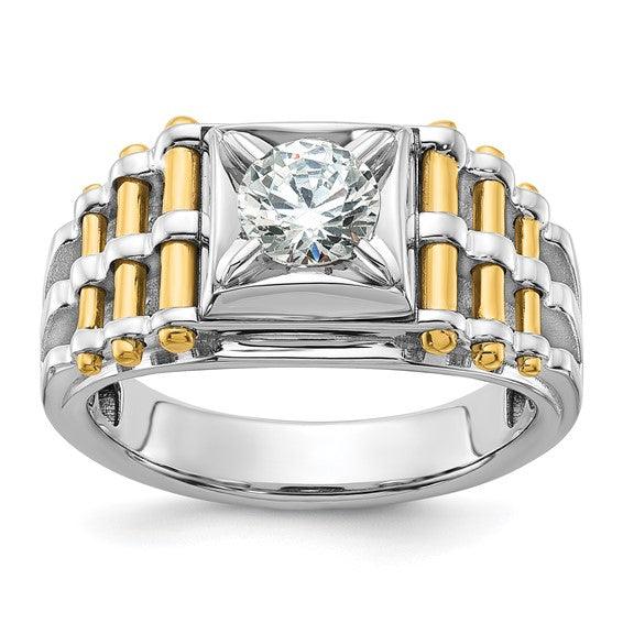 14k Two-tone Men's 1 Carat Lab Grown Diamond Ring