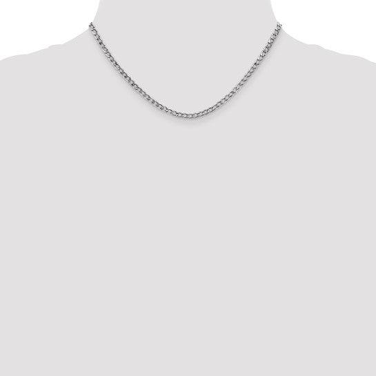 14k White Gold 3.35mm Semi-Solid Curb Link Chain