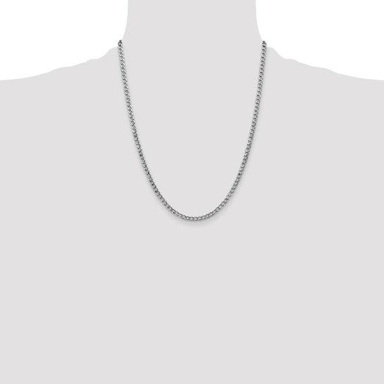 14k White Gold 3.35mm Semi-Solid Curb Link Chain