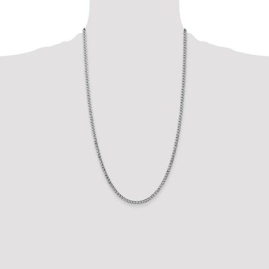 14k White Gold 3.35mm Semi-Solid Curb Link Chain