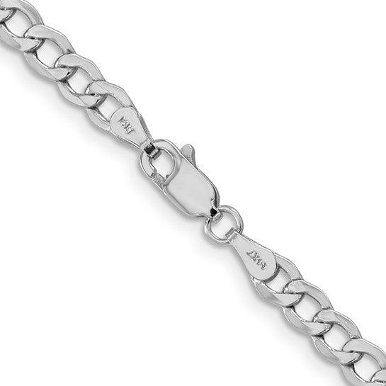 14k White Gold 4.3mm Semi-Solid Curb Link Chain