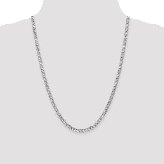 14k White Gold 4.3mm Semi-Solid Curb Link Chain