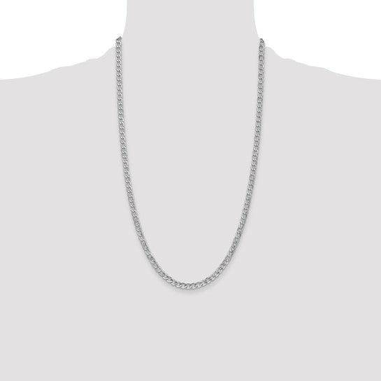 14k White Gold 4.3mm Semi-Solid Curb Link Chain