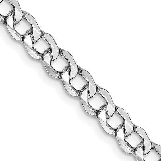 14k White Gold 4.3mm Semi-Solid Curb Link Chain