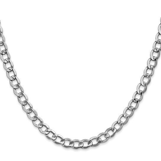 14k White Gold 5.25mm Semi-Solid Curb Link Chain