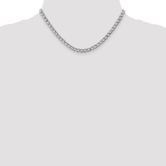 14k White Gold 5.25mm Semi-Solid Curb Link Chain