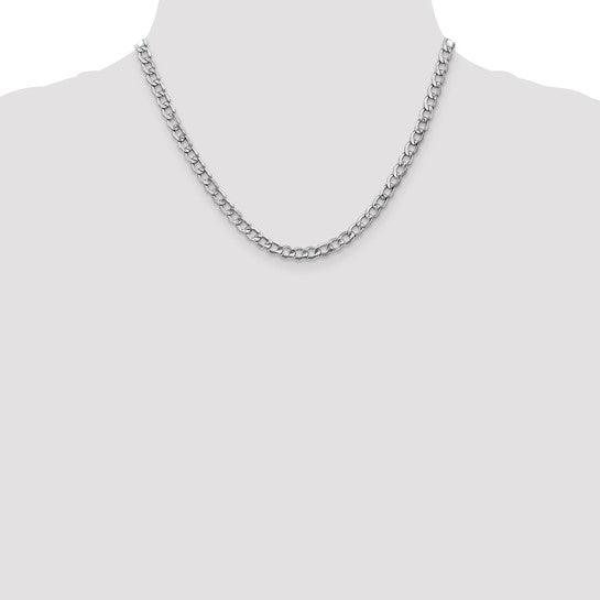 14k White Gold 5.25mm Semi-Solid Curb Link Chain