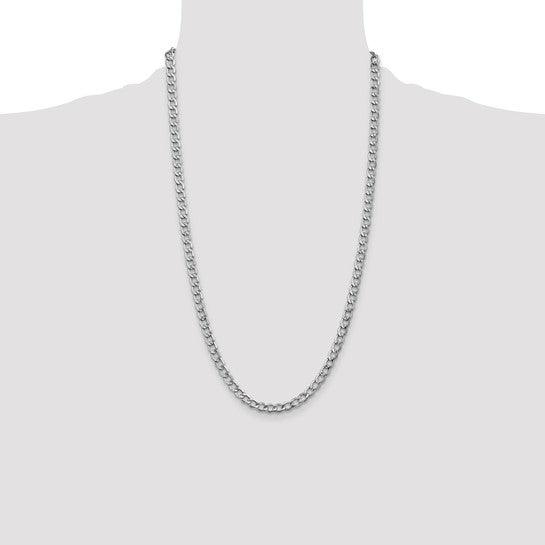 14k White Gold 5.25mm Semi-Solid Curb Link Chain
