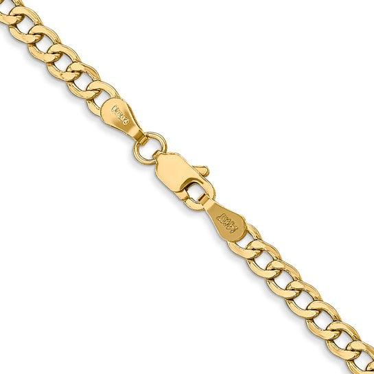 14k 3.35mm Semi-Solid Curb Link Chain