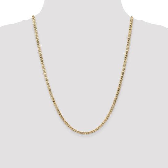 14k 3.35mm Semi-Solid Curb Link Chain