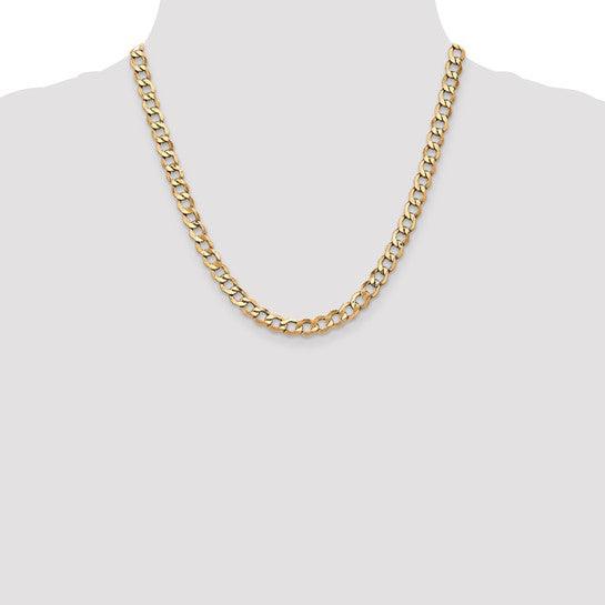 14k 6.5mm Semi-Solid Curb Link Chain