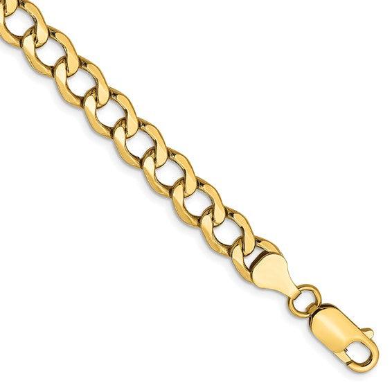 10k 6.5mm Semi-Solid Curb Link Bracelet