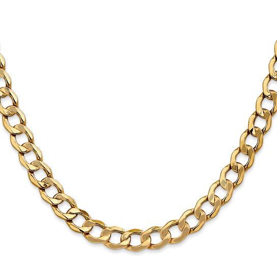 14k 7.0mm Semi-Solid Curb Link Chain
