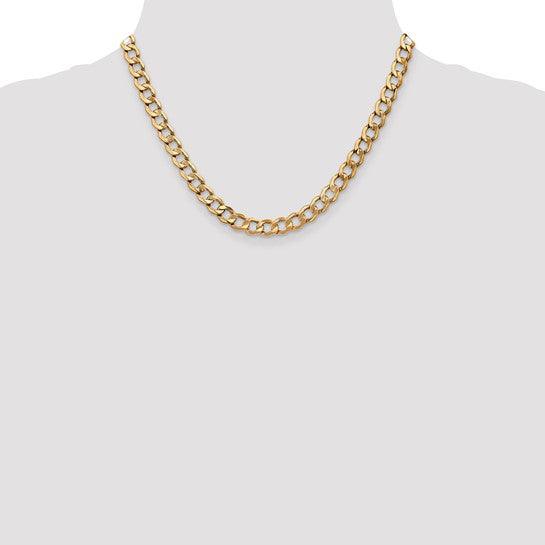 14k 7.0mm Semi-Solid Curb Link Chain
