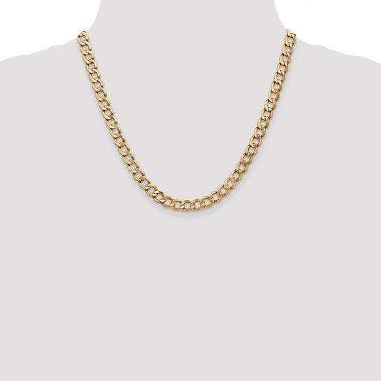 14k 7.0mm Semi-Solid Curb Link Chain