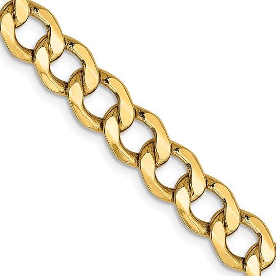 14k 7.0mm Semi-Solid Curb Link Chain