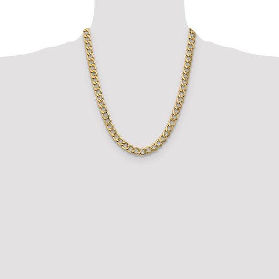 14k 9.0mm Semi-Solid Curb Link Chain